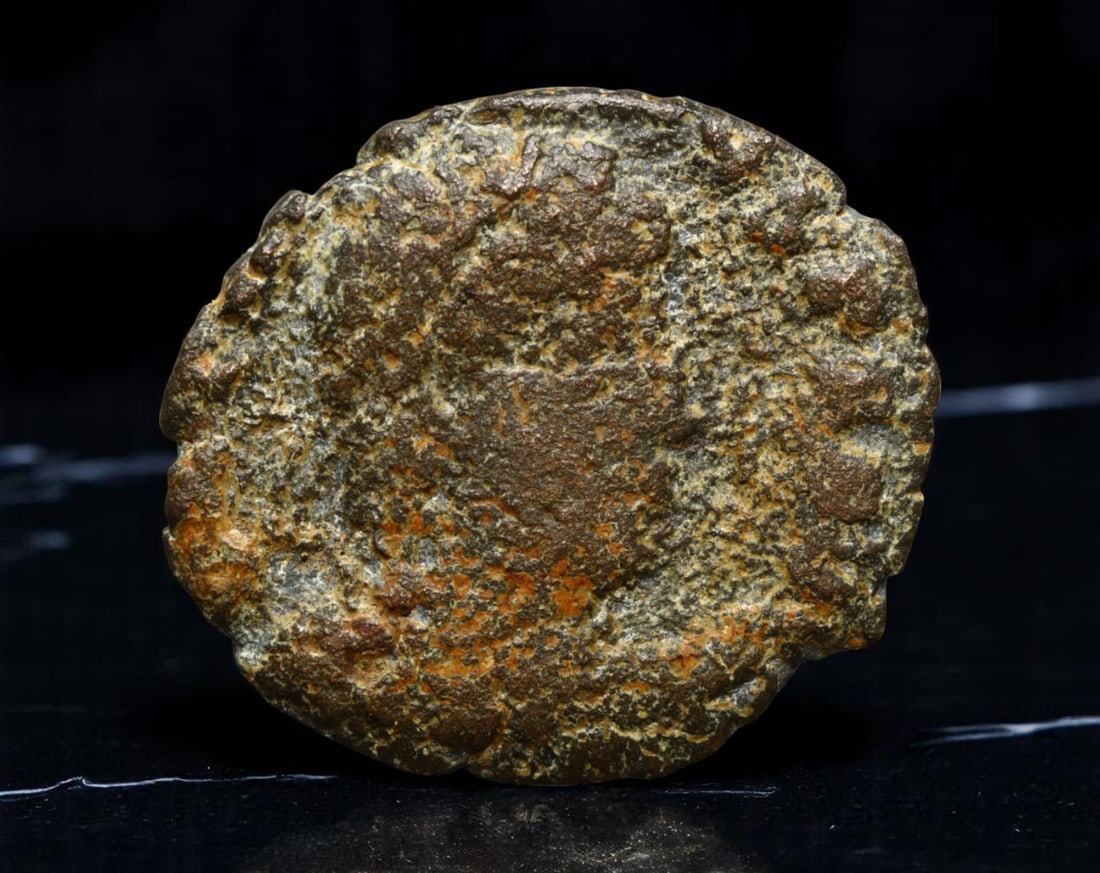 ROMAN EMPIRE: Ancient AE Coin Bronze Issue, 17mm: Issued during one of the most transformative epochs of the Roman Empire, this bronze coin embodies the endurance and adaptability of Roman statecraft across centuries. Its compact flan and timeworn su