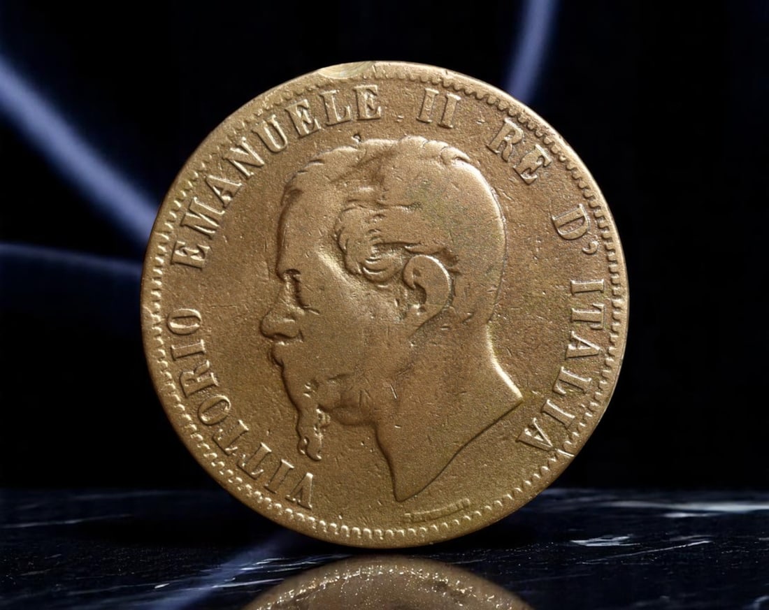 ITALY: Vittorio Emanuele II - 10 Centesimi Coin, 1867 H (30mm) (1 of 2)