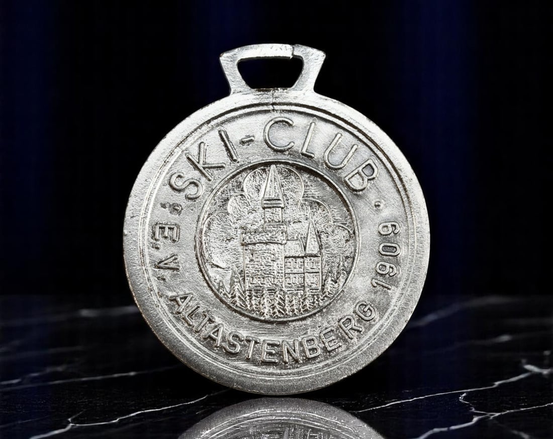 GERMANY: Georg Thoma Tribute - Ski-Club Altastenberg Commemorative Medal, 48mm: Issued by the historic Ski-Club Altastenberg (est. 1909), this commemorative medal celebrates Georg Thoma-Germany's legendary Nordic combined skier and Olympic gold medalist. The obverse presents a fi