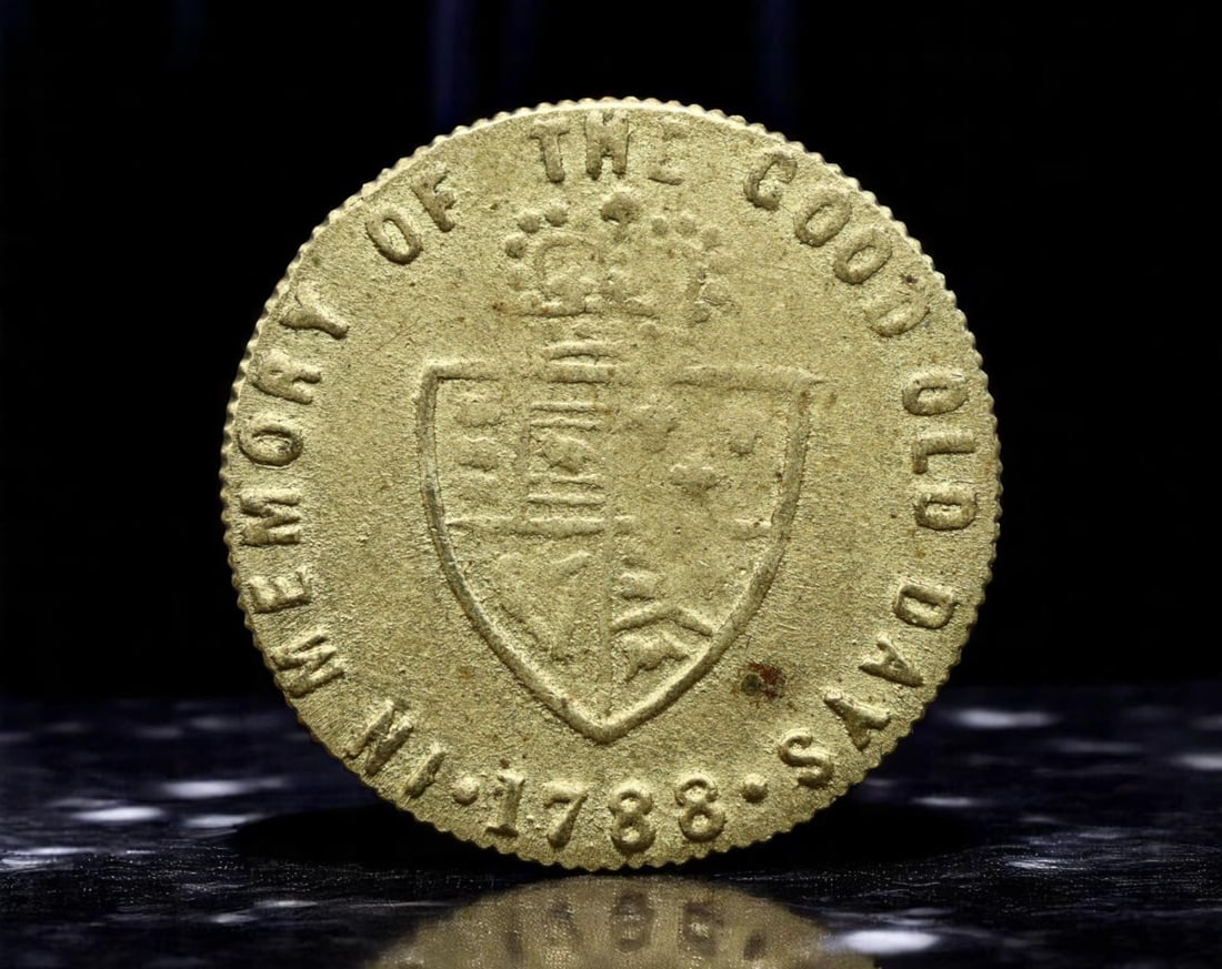 GREAT BRITAIN: George III Tribute - 'Good Old Days' Political Token, 1788, 20mm: Struck during a time of political nostalgia and rising reformist sentiment, this 1788 token honors the reign of King George III with the evocative legend 'In Memory of the Good Old Days'. On one side,