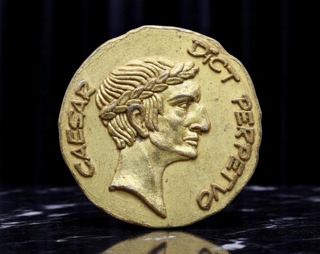 FRANCE: Caesar & Panoramix - Nutella Promotional Fantasy Token, 1995 Ferrero, 28mm: Struck in whimsical homage to antiquity and pop culture, this novelty token was released in 1995 by Ferrero as part of a collectible campaign tied to Nutella and the beloved Asterix comic universe. Th