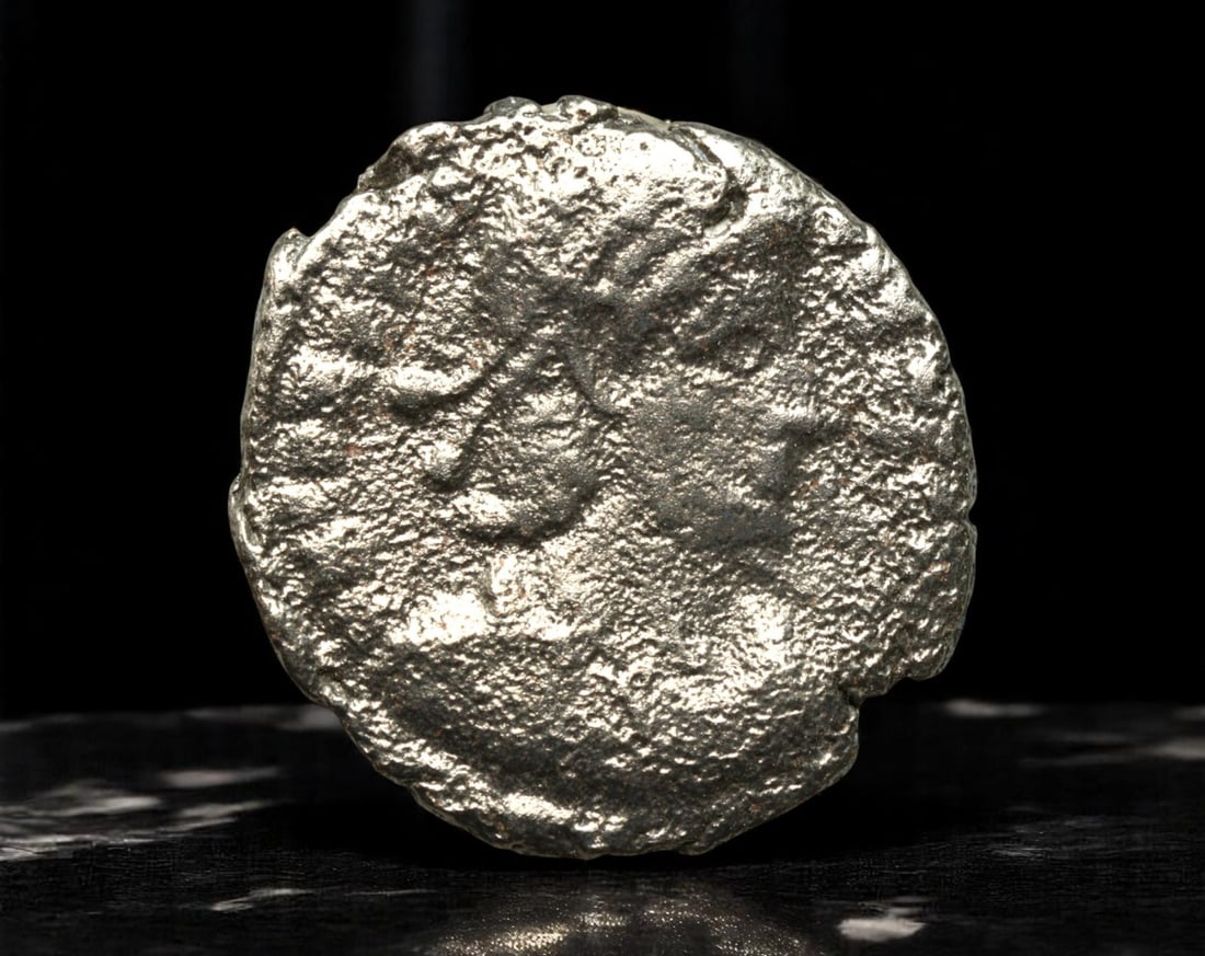 ROMAN EMPIRE: Ancient AE Coin Bronze Issue, 18mm: Issued during one of the most transformative epochs of the Roman Empire, this bronze coin embodies the endurance and adaptability of Roman statecraft across centuries. Its compact flan and timeworn su