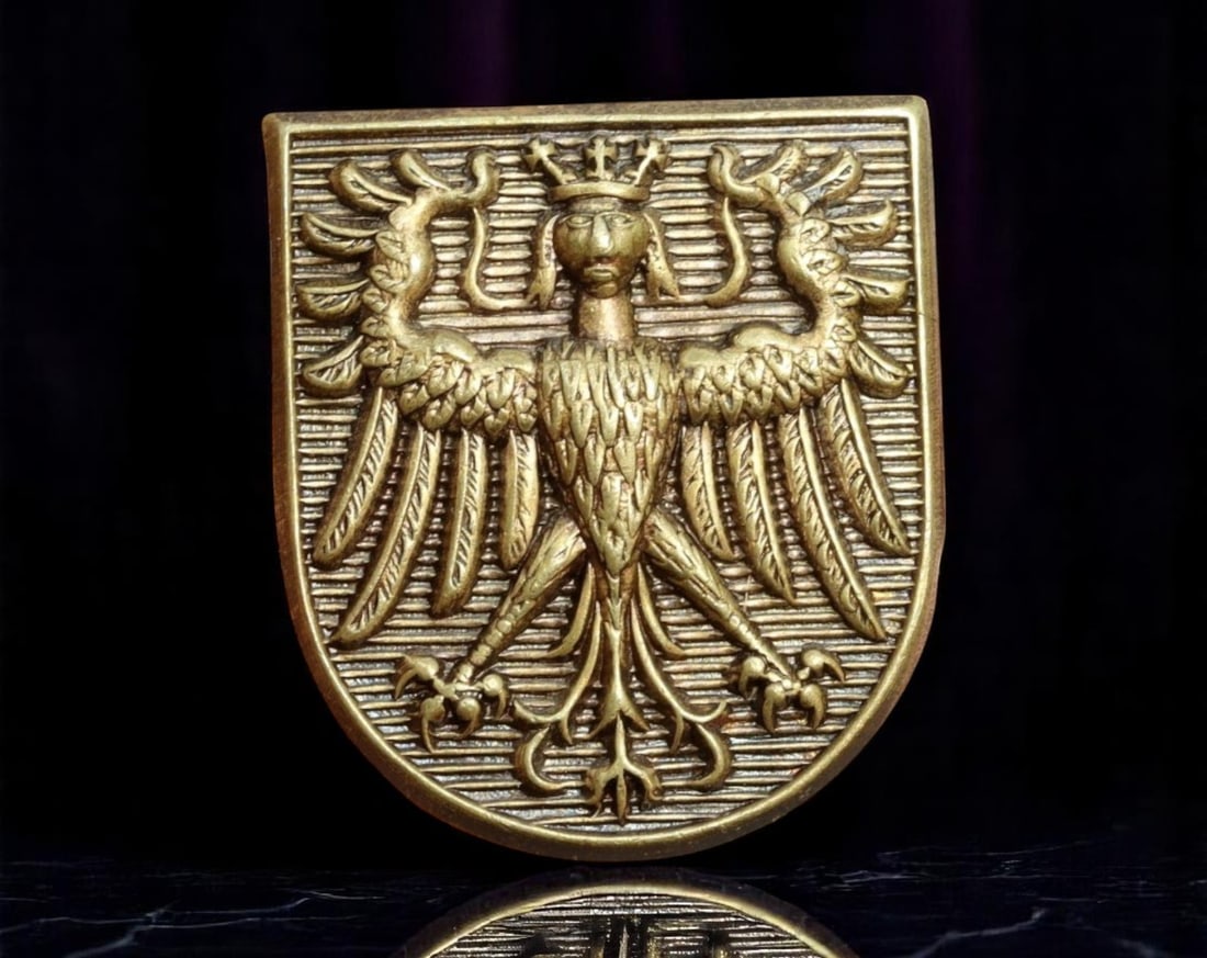 GERMANY: Imperial Eagle - Bundesadler Helmet Shield Badge, c.1950s-1970s, 25x20mm (1 of 2)