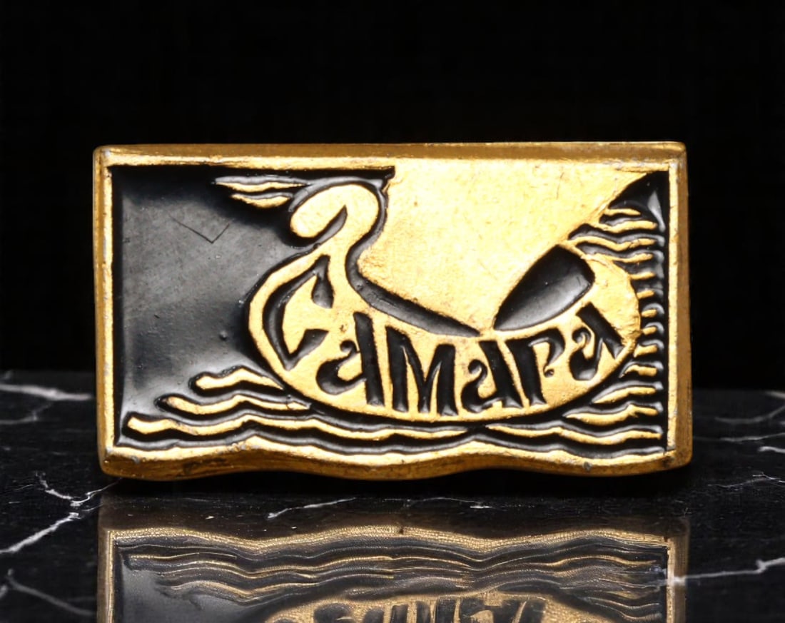 USSR: Volga Heritage - Samara Viking Ship Souvenir Badge, ca. 1960s-1970s, 23x13mm: This small yet eye-catching Soviet-era enamel badge celebrates the historic city of Samara, located on the banks of the mighty Volga River. The design depicts a stylized Viking-style ship, a nod to th