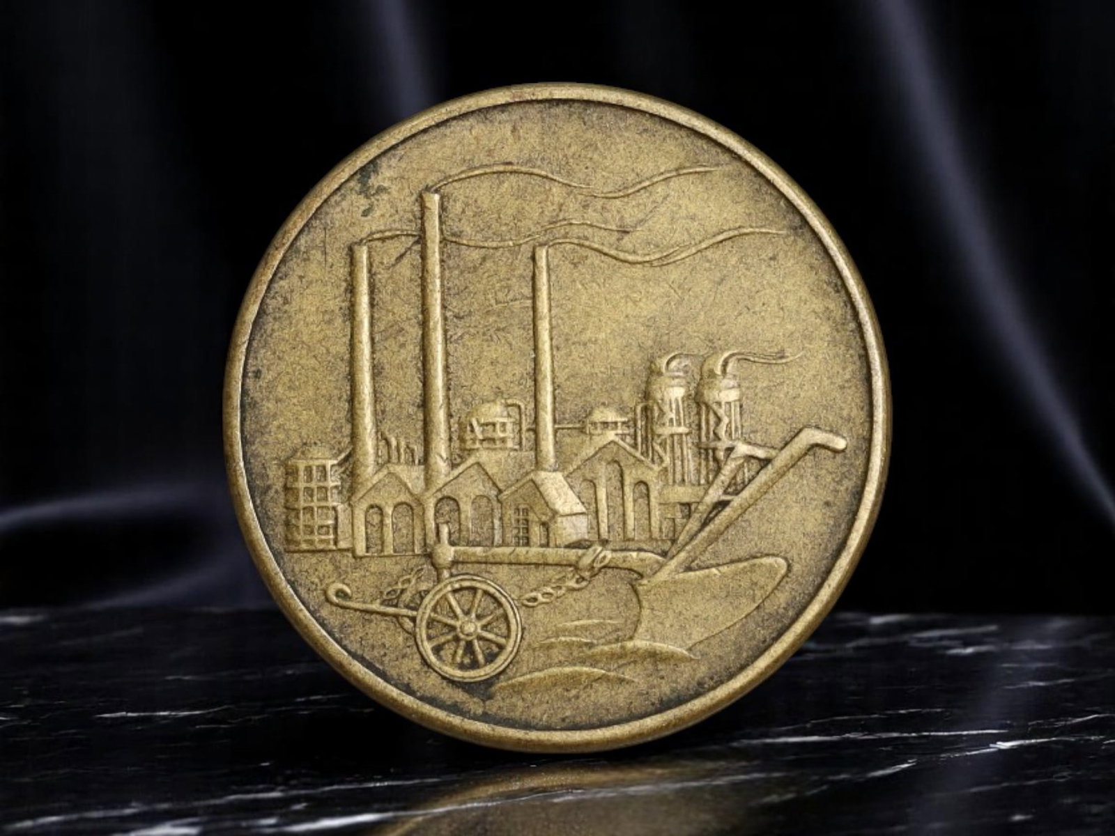 GERMANY: Postwar Industrial Recovery - 50 Pfennig Coin, 1950 A Berlin Mint, 20mm: Struck in the pivotal year of 1950, this 50 Pfennig coin from the Berlin Mint stands as a resolute symbol of West Germany's determined postwar economic recovery, famously known as the Wirtschaftswunde