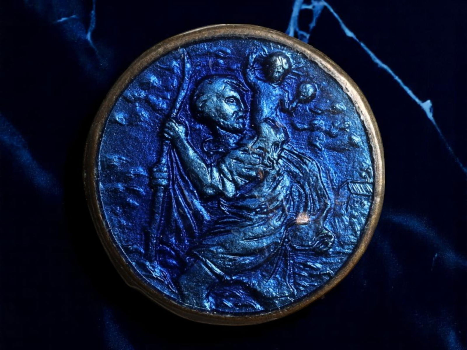 FRANCE: Marian Vision - Art Nouveau Religious Devotional Medallion, c.1890s, 15mm (1 of 2)