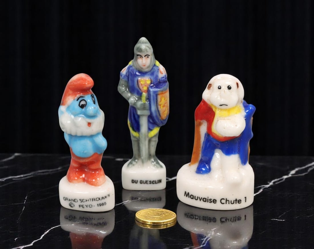 FRENCH COLLECTIBLE: Feve Trio - Pop Culture & Historical Figures, Glazed Porcelain (3 pcs) (1 of 2)