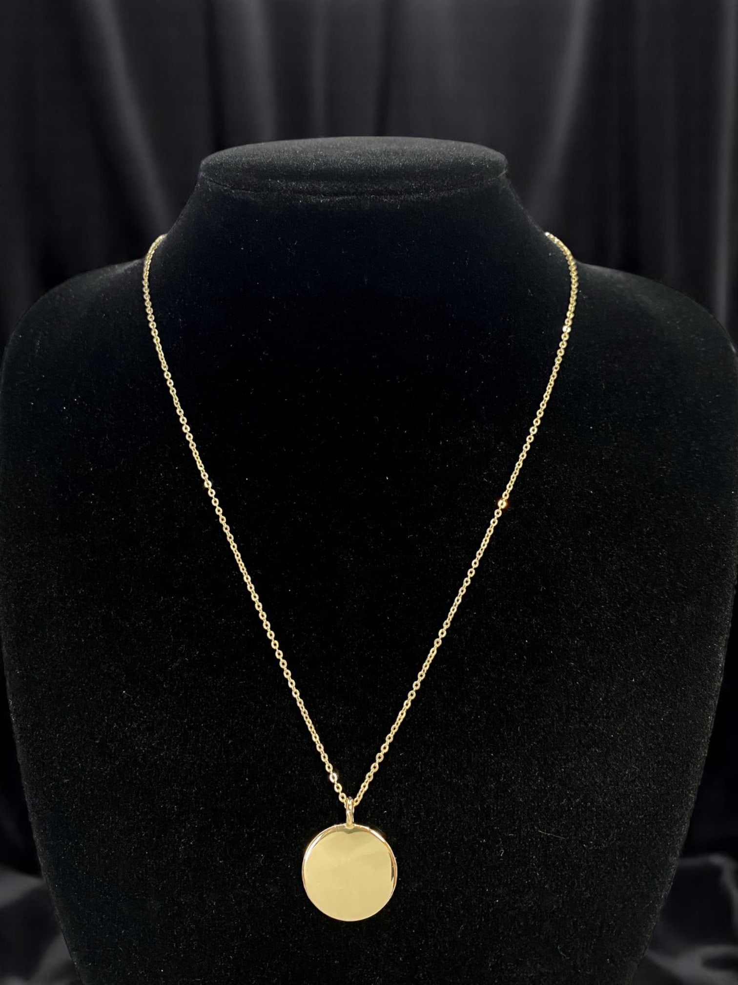 Necklace - Polished Disc Pendant, Goldtone Finish, 50cm (1 of 2)