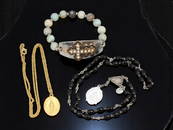 Religious Medal Necklace, Rosary Bead Necklace & Cross Bead Bracelet Set, 8-52cm
