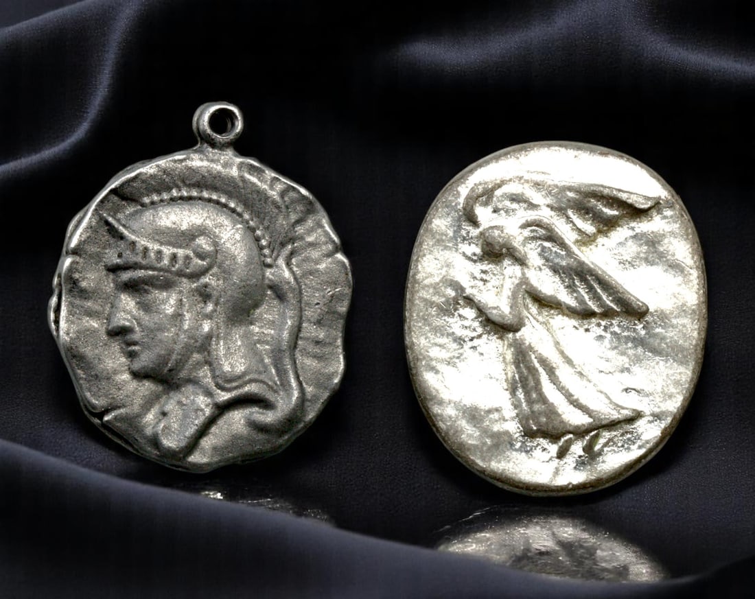 EUROPE: Classical Revival - Athena & Nike Imitation Coin Medallions, Contemporary Issue, 24-25mm (1 of 2)