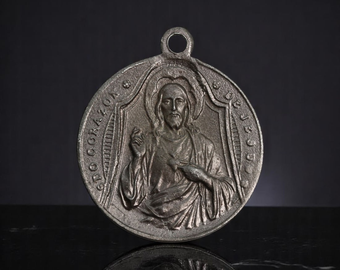 SPAIN: Sacred Hearts Devotion - Medal of the Sacred Heart of Jesus and Immaculate Heart of Mary, (1 of 2)