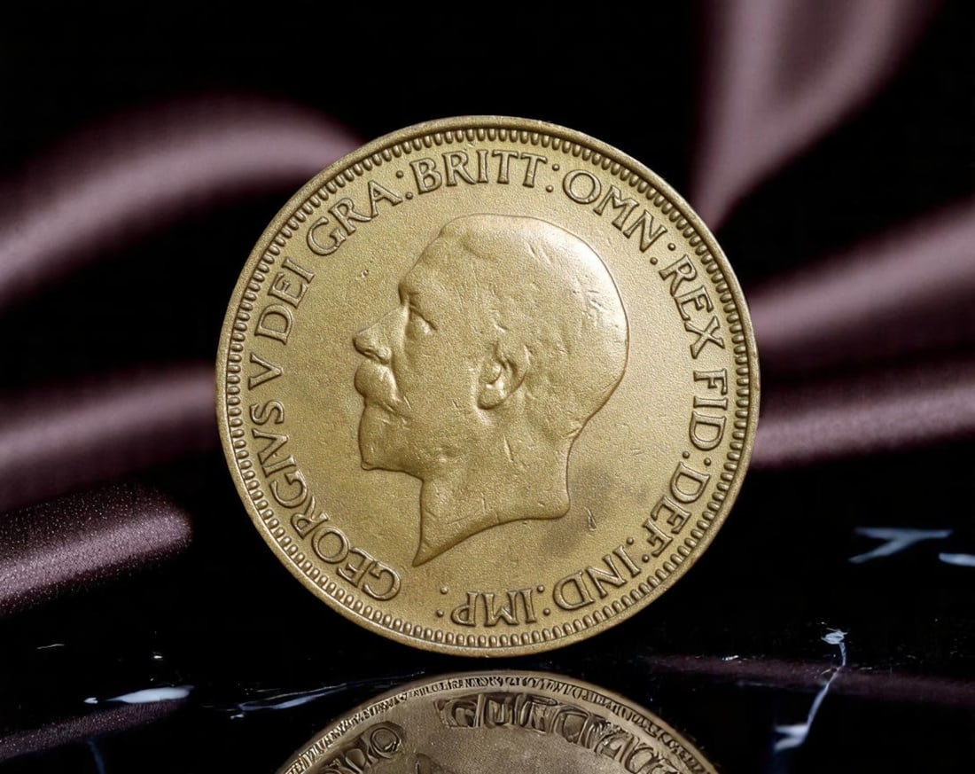 UNITED KINGDOM: George V - Britannia Sovereign Strength Half Penny Coin, 1931, 25mm: Struck during the reign of George V, this 1931 Half Penny captures the enduring symbolism of Britain's imperial era. The obverse features a left-facing bareheaded portrait of King George V with the le