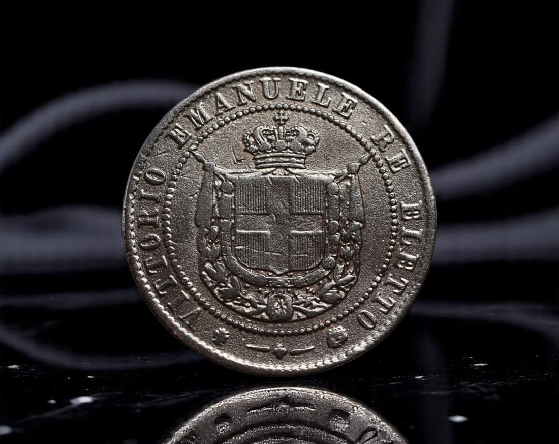 ITALY/TUSCANY: Vittorio Emanuele II - Provisional Government 5 Centesimi Coin, 1859, 25mm: Issued during the fervent period of Italian unification, this transitional 5 Centesimi coin from Tuscany commemorates the region's allegiance to the rising House of Savoy. Bearing the crowned arms of 