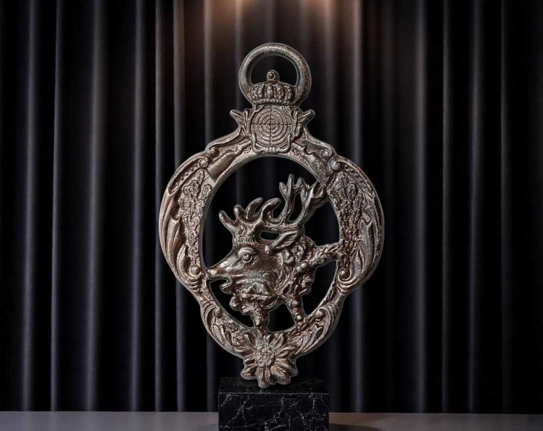 GERMANY: Imperial Marksman - Stag Hunting Badge with Crowned Target Crest, c.1920s, 80mm (1 of 2)