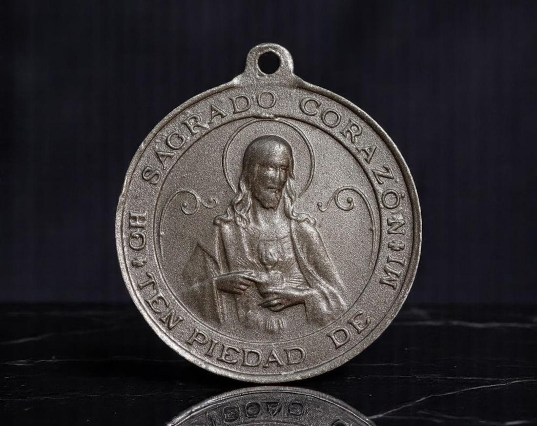 SPAIN: Sacred Heart & Immaculate Conception Dual Devotion Religious Medal, ca. Early 20th Century, (1 of 2)