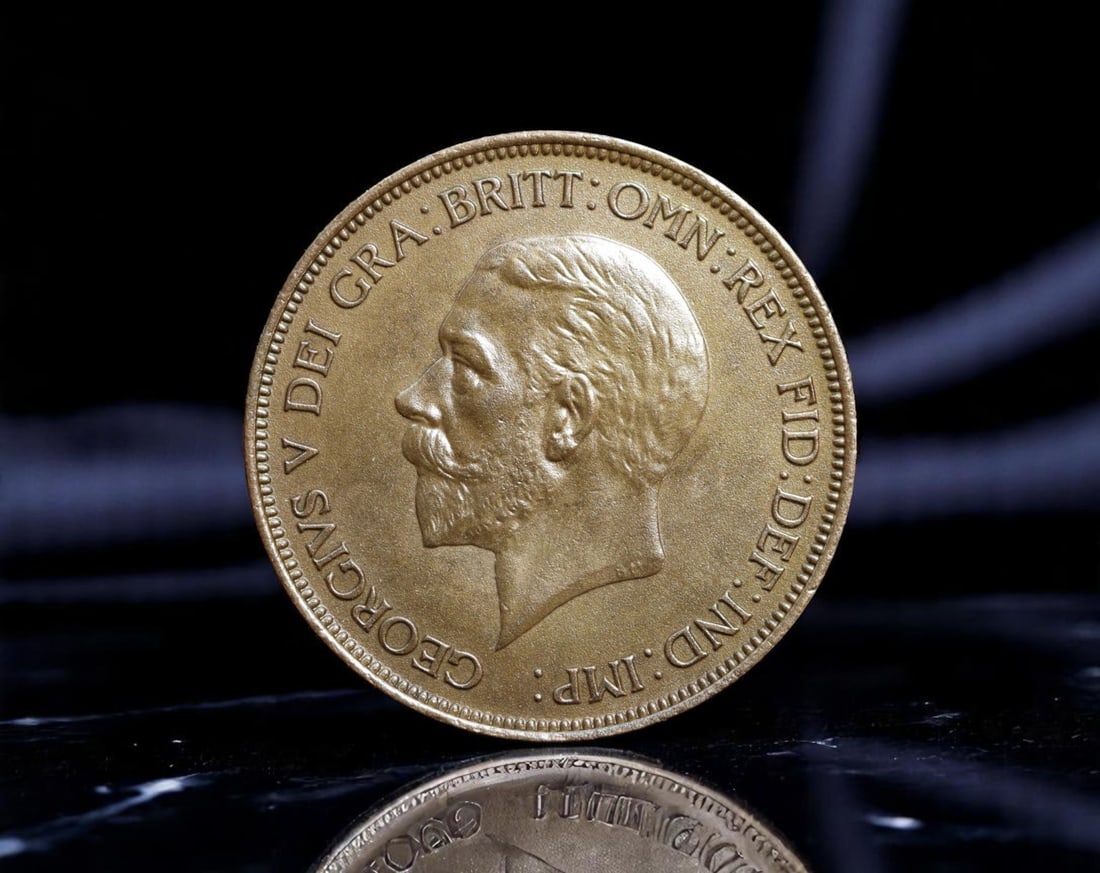 UNITED KINGDOM: George V - Imperial Resolve One Penny Coin, 1936, 31mm: Minted in the twilight of King George V's reign, this 1936 One Penny coin captures the gravitas and dignity of Britain's imperial zenith. The obverse features a distinguished left-facing portrait of G