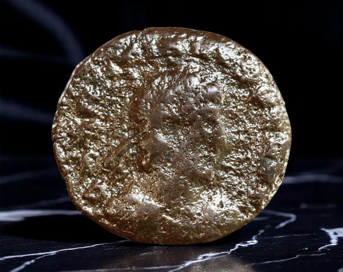 ROMAN EMPIRE: Ancient AE Coin Bronze Issue, 17mm: Issued during one of the most transformative epochs of the Roman Empire, this bronze coin embodies the endurance and adaptability of Roman statecraft across centuries. Its compact flan and timeworn su