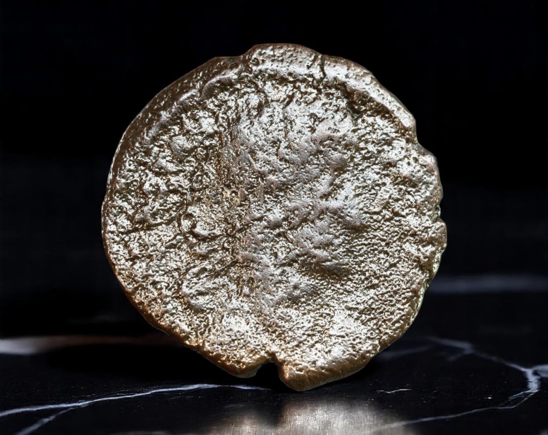 ROMAN EMPIRE: Ancient AE Coin Bronze Issue, 20mm: Issued during one of the most transformative epochs of the Roman Empire, this bronze coin embodies the endurance and adaptability of Roman statecraft across centuries. Its compact flan and timeworn su