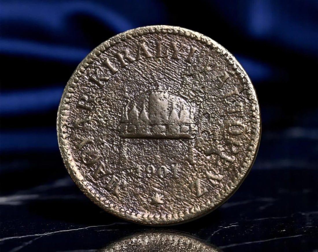 HUNGARY: Franz Joseph I - Crown & Laurel 2 Filler Coin, 1901 KB Kormocbanya Mint, 18mm (1 of 2)