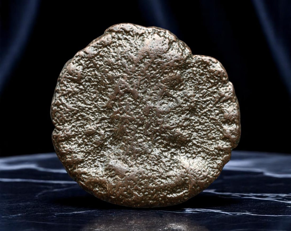 ROMAN EMPIRE: Ancient AE Coin Bronze Issue, 16mm: Issued during one of the most transformative epochs of the Roman Empire, this bronze coin embodies the endurance and adaptability of Roman statecraft across centuries. Its compact flan and timeworn su