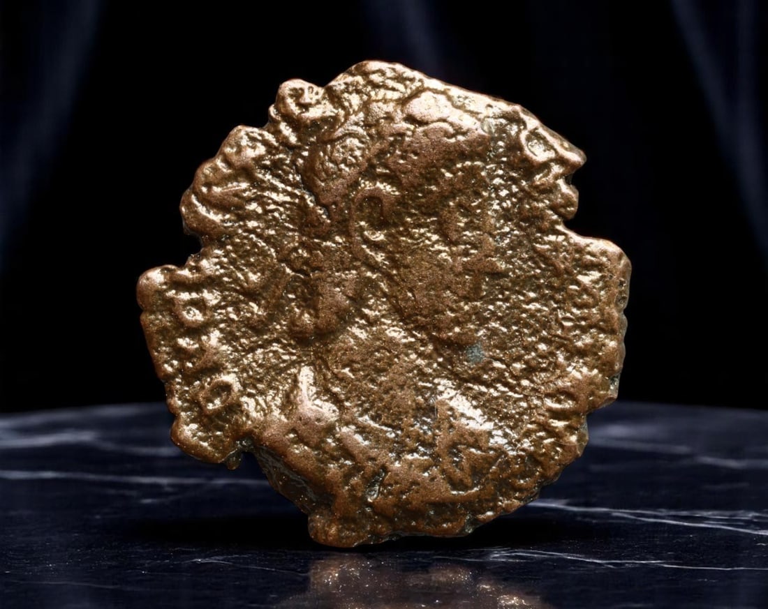 ROMAN EMPIRE: Ancient AE Coin Bronze Issue, 16mm: Issued during one of the most transformative epochs of the Roman Empire, this bronze coin embodies the endurance and adaptability of Roman statecraft across centuries. Its compact flan and timeworn su