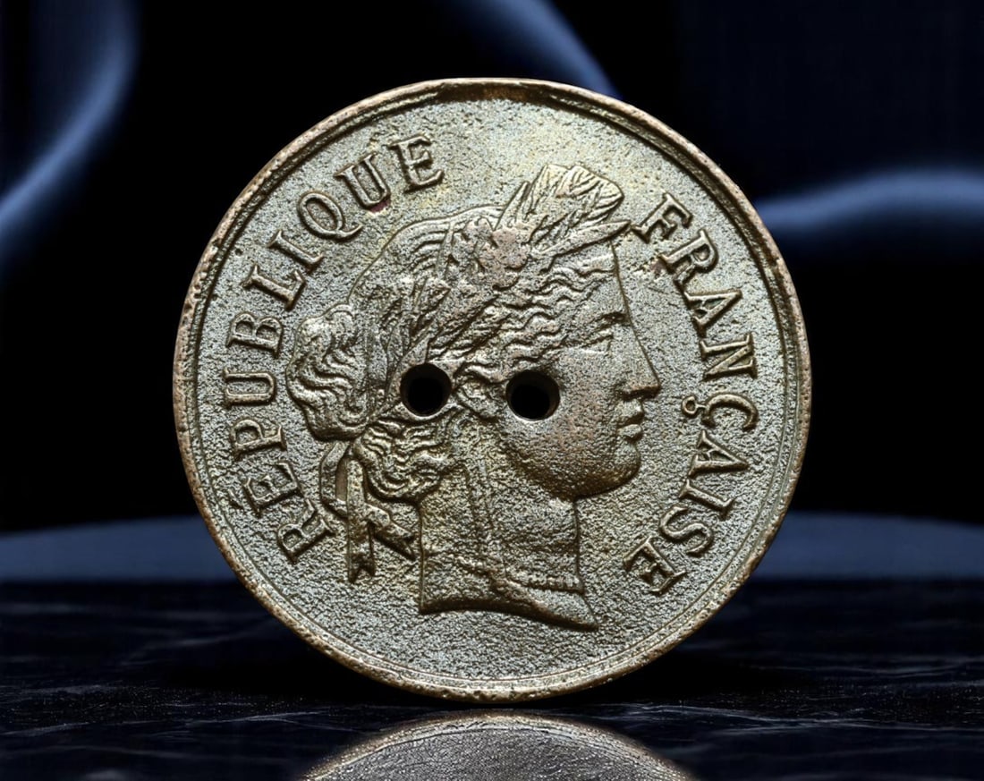 FRANCE: Republican Allegory - Grand Concours d'Harmonie Musicale Medallic Button, 1885, 23mm (1 of 2)