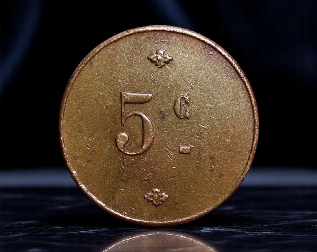 FRANCE: Commercial Era - Anonymous 5 Centimes Token for Private Circulation, c.1880s, 24mm (1 of 2)