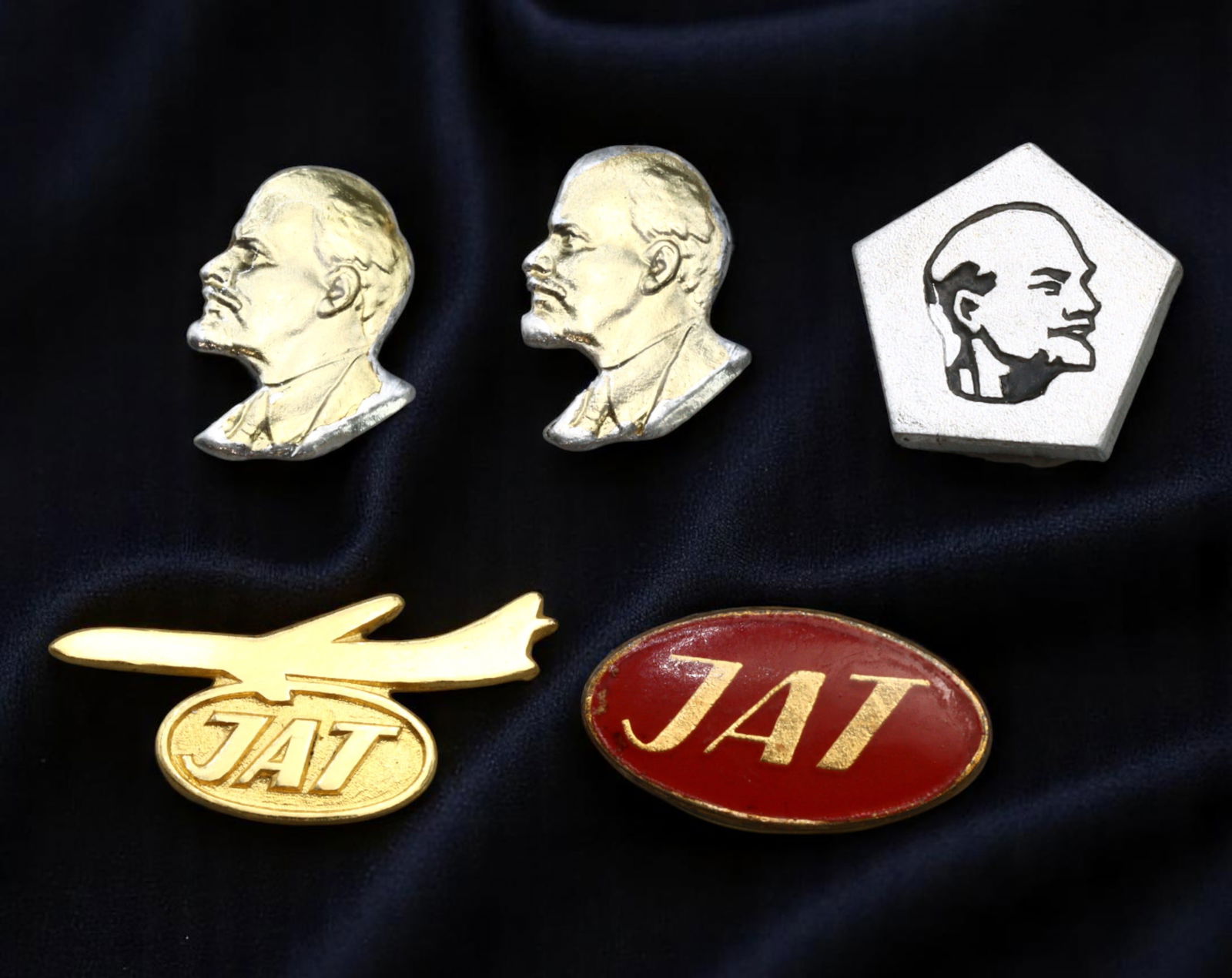 USSR & YUGOSLAVIA: Lenin Profile and JAT Yugoslav Airlines Service Pins, c. 1960s-1980s, 12-18mm (1 of 2)