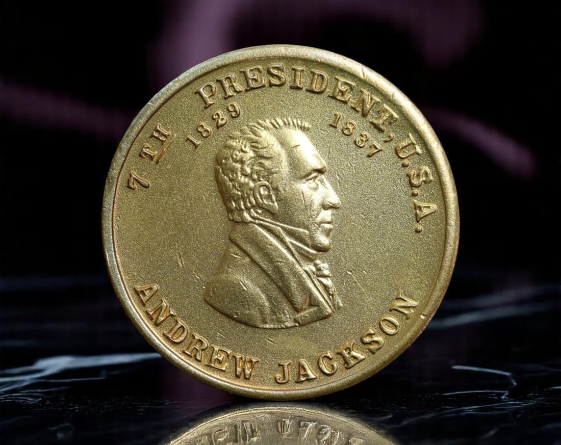 USA: Andrew Jackson - ''Old Hickory'' Presidency Commemorative Medal, 1829-1837, 26mm: This privately issued commemorative medal honors Andrew Jackson, the 7th President of the United States, whose presidency marked a turning point in populist American politics. Nicknamed ''Old Hickory'