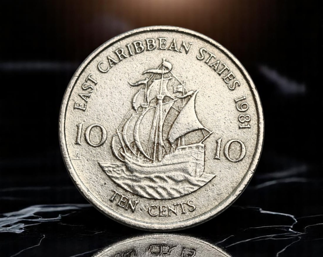 EAST CARIBBEAN STATES: Queen Elizabeth II - Maritime Heritage 10 Cents Coin, 1981, 17mm (1 of 2)
