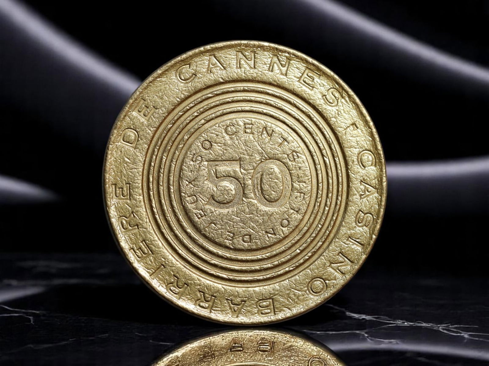FRANCE: Barriere Group - Cannes Casino 50 Cents Gaming Token, 26mm (1 of 2)