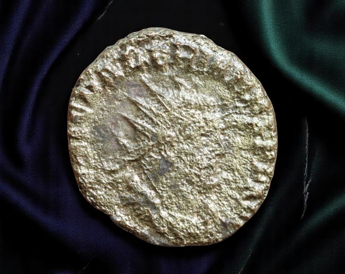 ROMAN EMPIRE: Crisis of the Third Century - Radiate Antoninianus, ca. 260-290 AD, 18mm: Struck during the turbulent Crisis of the Third Century, this worn but evocative antoninianus reflects a time of fractured rule, economic strain, and rapid imperial succession. Though the legends are 