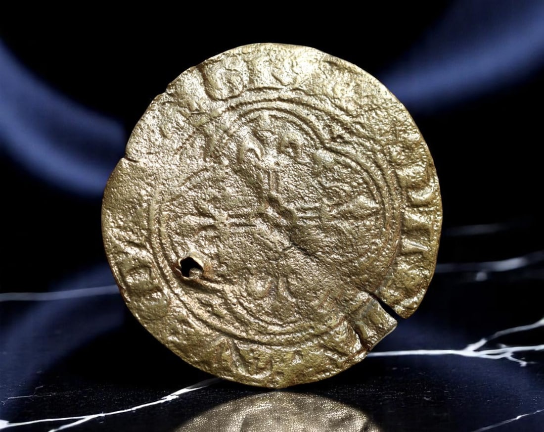 ITALIAN STATES: Medieval Christ Enthroned - Devotional City-State Coin, ca. 13th-15th Century, 28mm: Worn by time and devotion, this large-format hammered coin features an iconic medieval motif: Christ enthroned, radiating divine authority and justice, a theme pervasive among Italian city-states and 