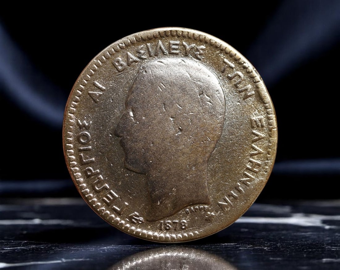 GREECE: King George I - Nation-Building Era 10 Lepta Coin, 1878 Bordeaux Mint, 30mm (1 of 2)