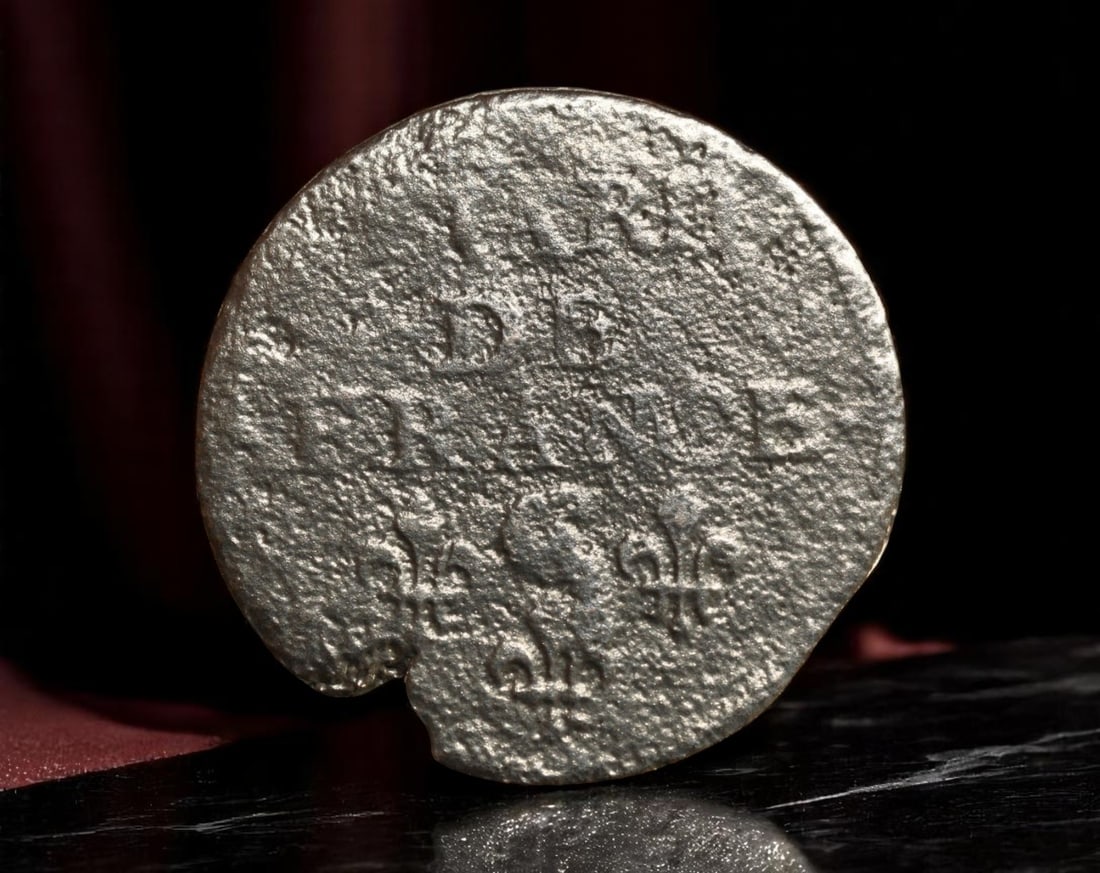 FRANCE: Louis XIV - Sovereign Authority Copper Liard Coin, 1656 B Rouen Mint, 22mm (1 of 2)