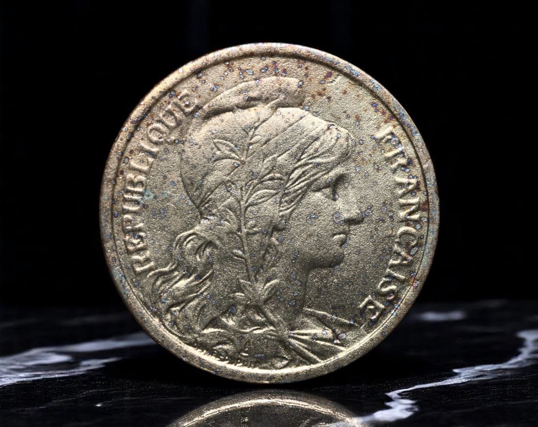 FRANCE: Republic Personified - Marianne Liberty 2 Centimes Coin, 1902, 20mm: Embodying the French Republic's core values in neoclassical form, this 2 centimes coin from 1902 features the enduring figure of Marianne-an allegory of liberty, reason, and revolution. Draped in laur