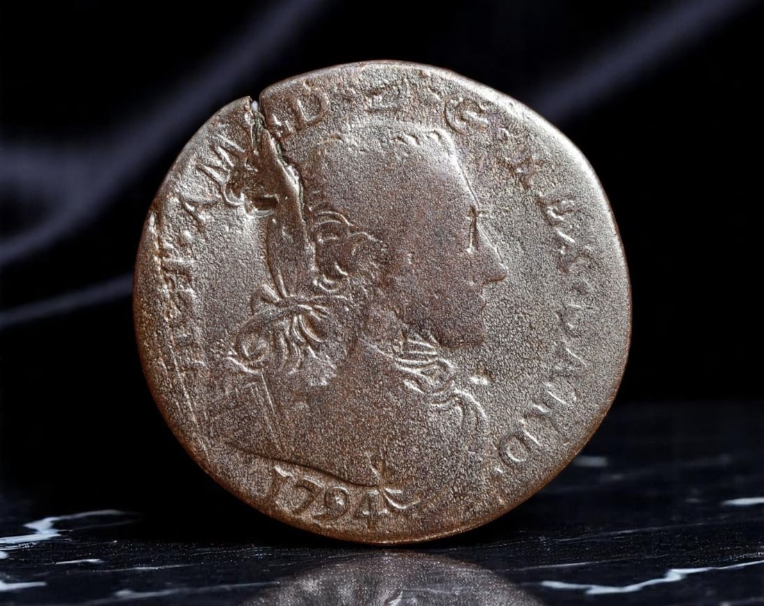 SARDINIA: Vittorio Amedeo III - Kingdom of Savoy 5 Soldi Coin, 1794, 25mm (1 of 2)