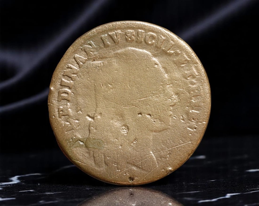 ITALY/NAPLES & SICILY: Ferdinand IV - Bourbon Restoration 6 Tornesi Coin, 1801 A.P., 34mm (1 of 2)