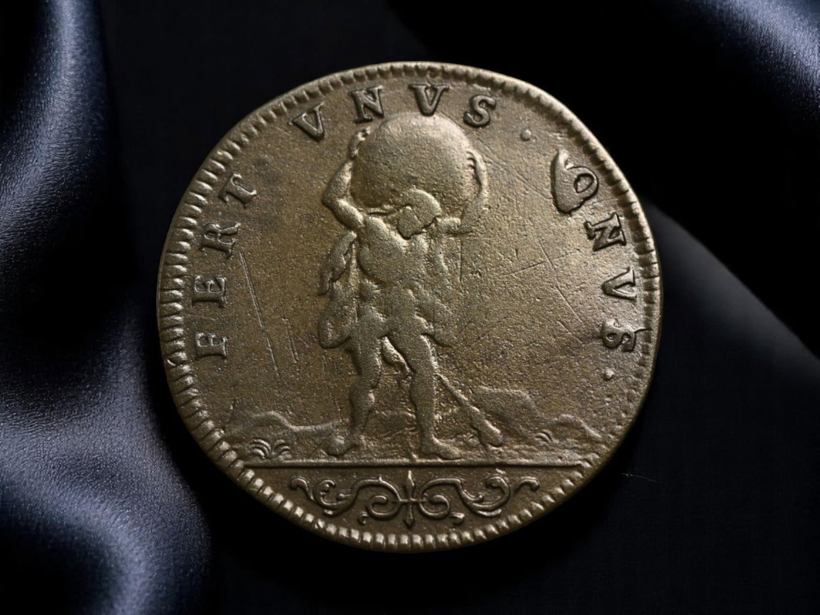 FRANCE: Louis XIV the Great - Hercules Bearing the World Token, circa 17th Century, 26mm (1 of 2)