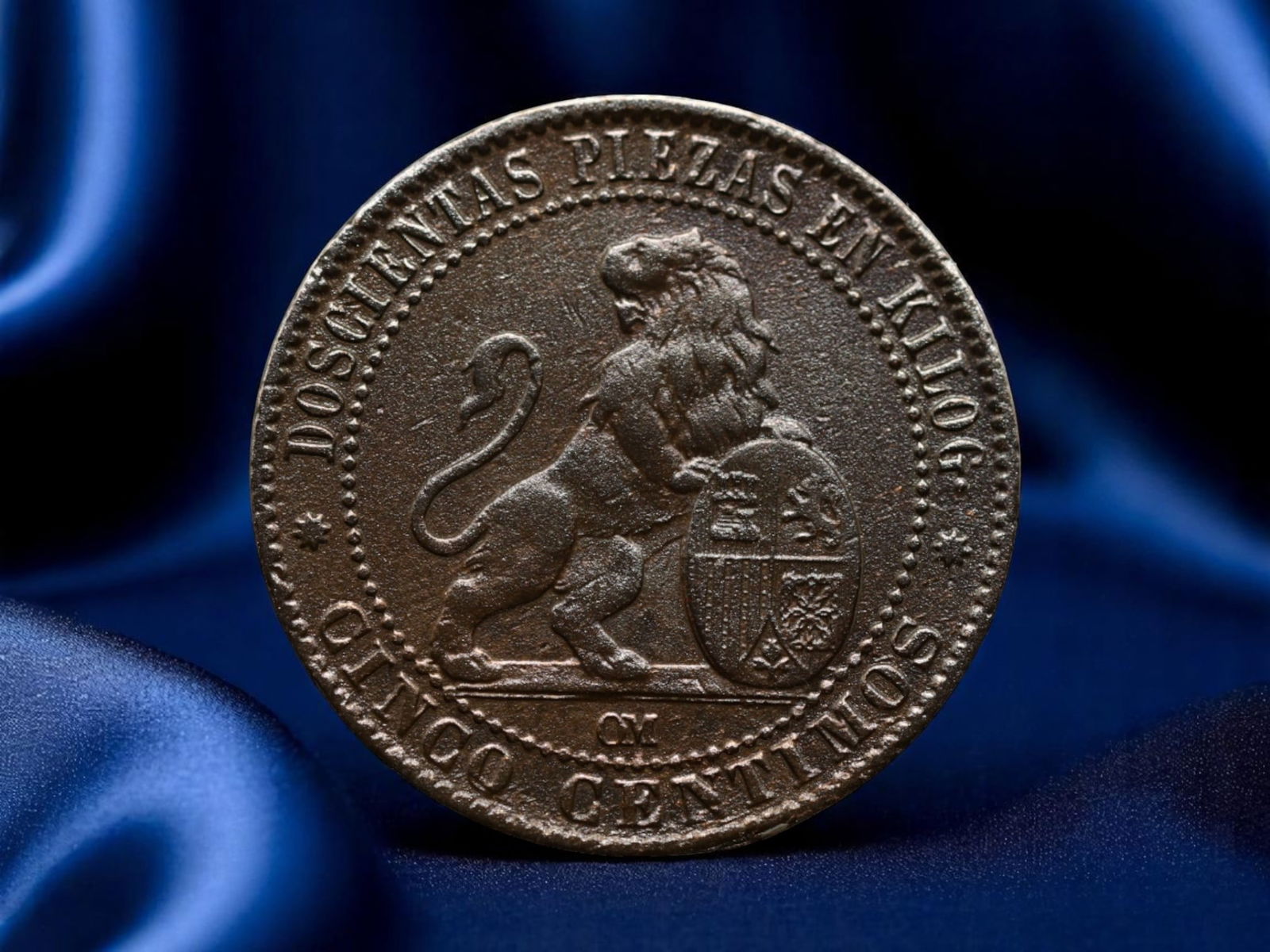 SPAIN: Liberty and Strength - Revolution Era 5 Centimos Coin, 1870 CM, 25mm (1 of 2)