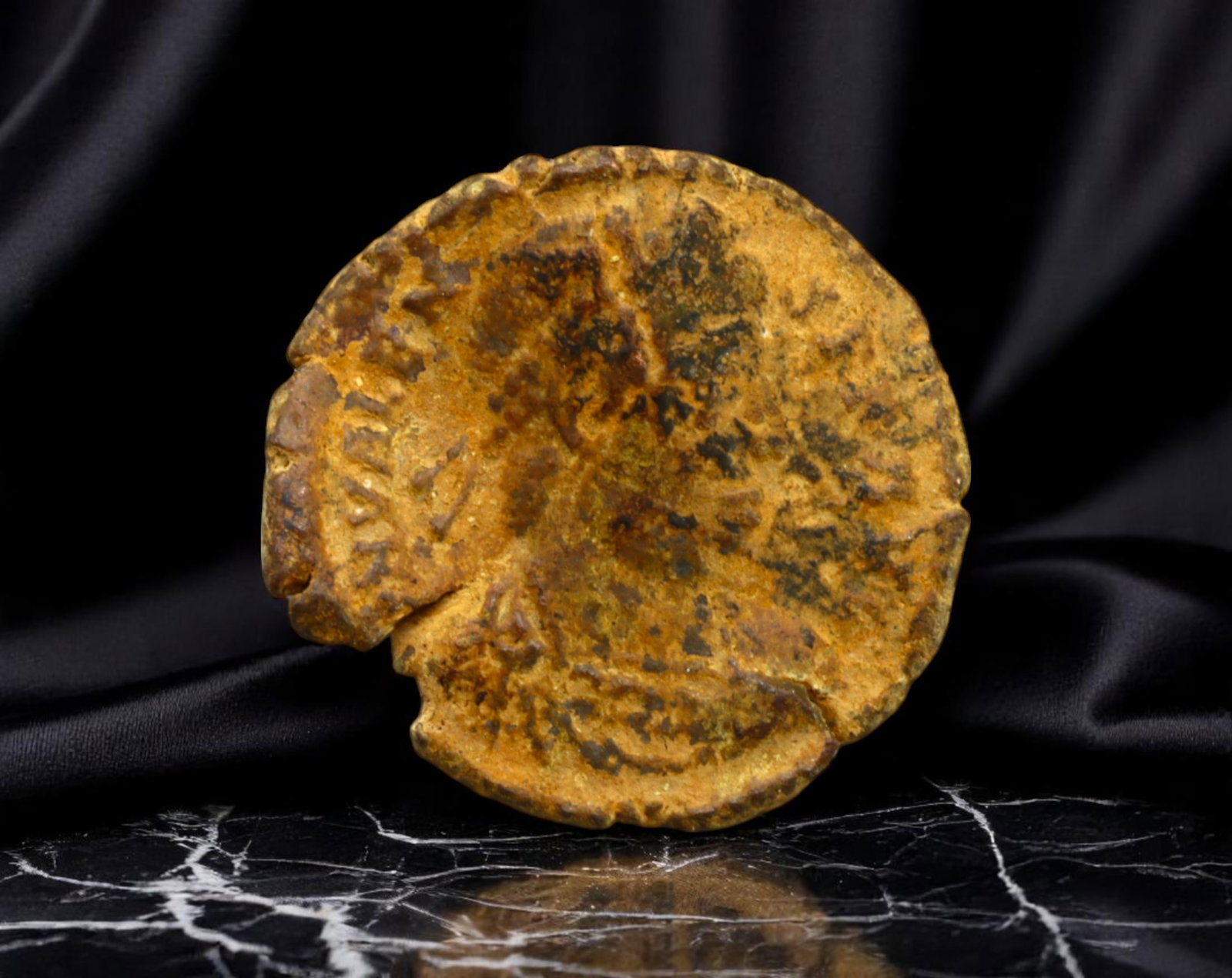 ROMAN EMPIRE: Ancient AE Coin Bronze Issue, 18mm: Issued during one of the most transformative epochs of the Roman Empire, this bronze coin embodies the endurance and adaptability of Roman statecraft across centuries. Its compact flan and timeworn su