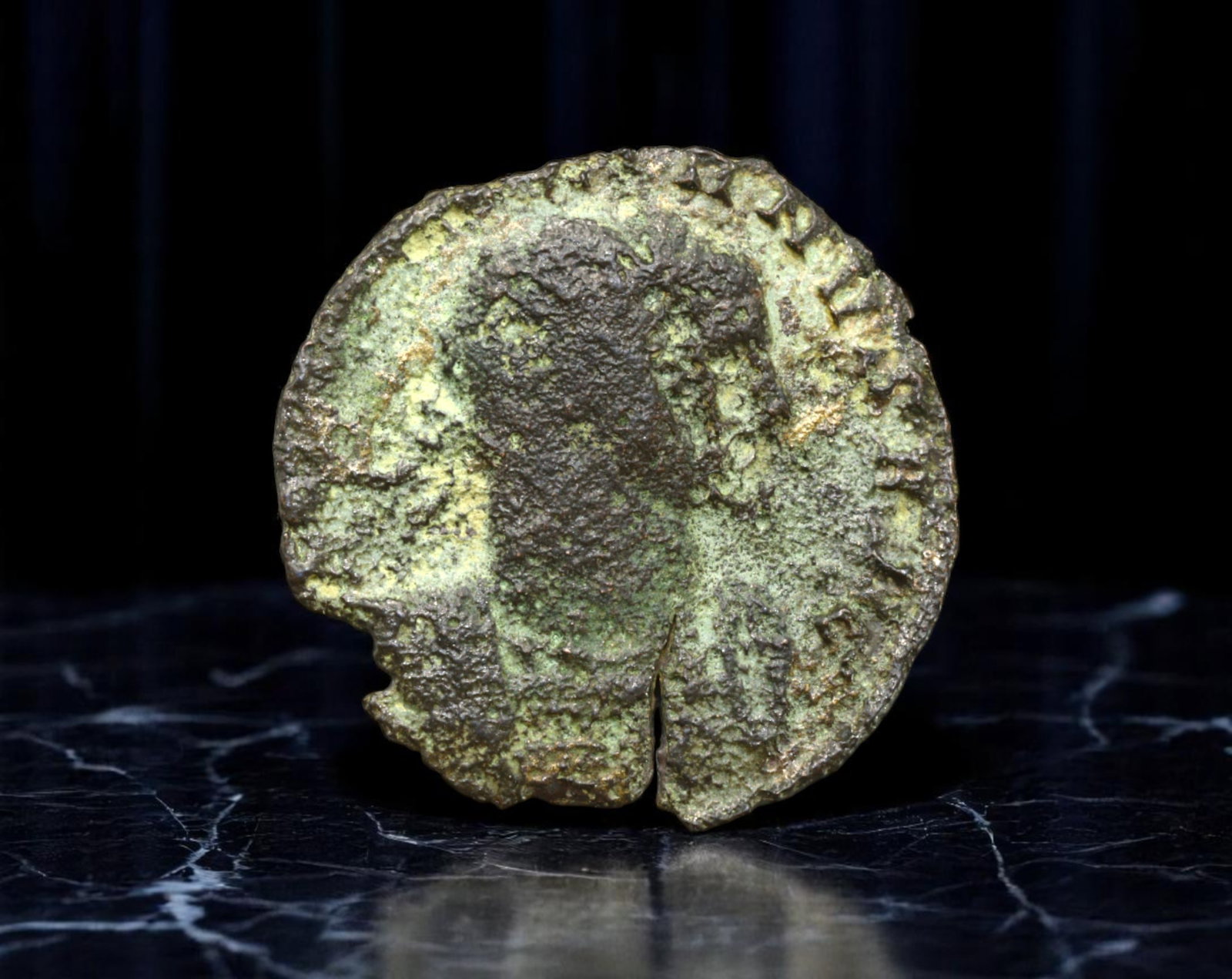 ROMAN EMPIRE: Ancient AE Coin Bronze Issue, 20mm: Issued during one of the most transformative epochs of the Roman Empire, this bronze coin embodies the endurance and adaptability of Roman statecraft across centuries. Its compact flan and timeworn su