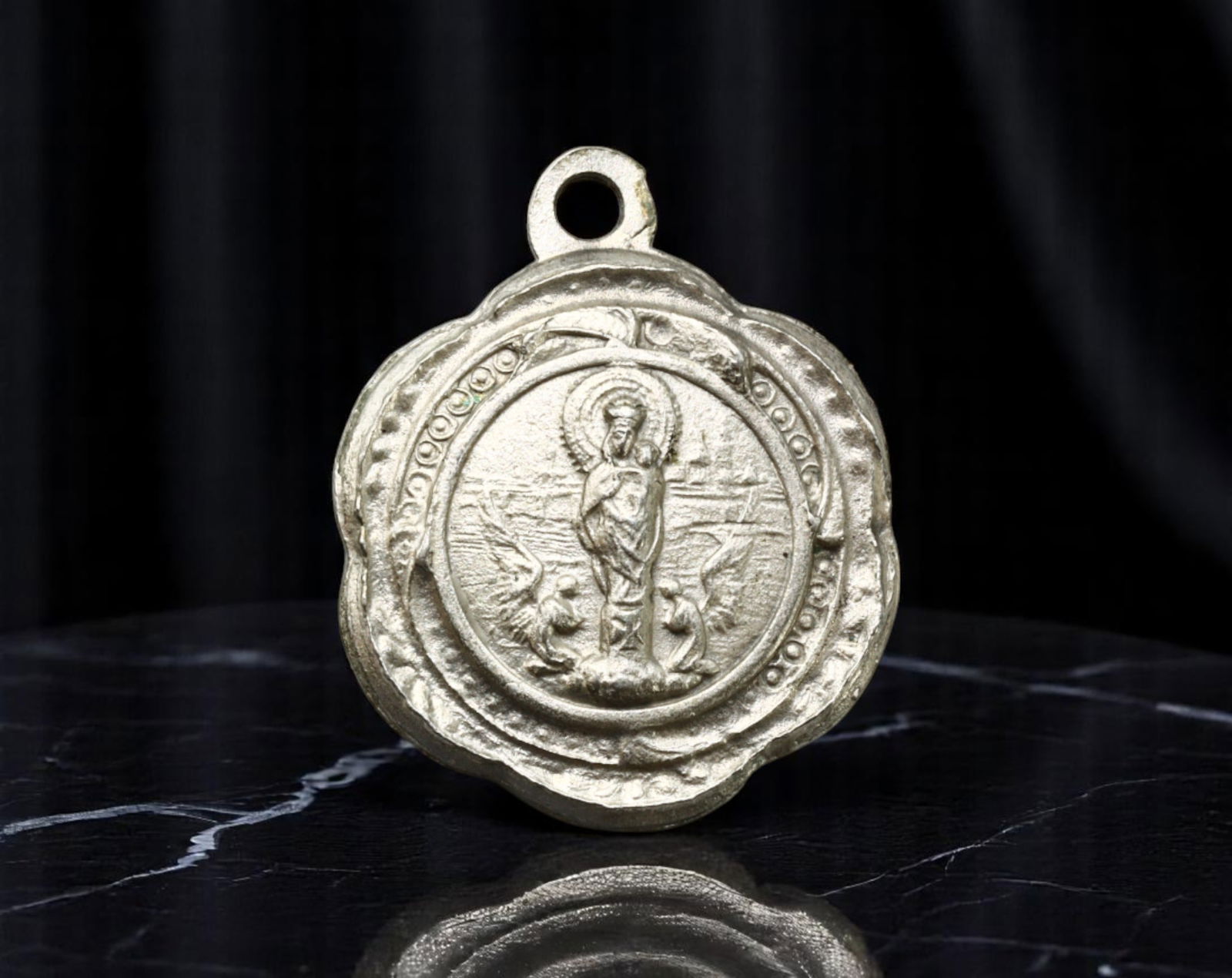 EUROPE: Saint John the Evangelist - Pilgrimage Devotional Pendant, c.19th Century, 18x15mm (1 of 2)