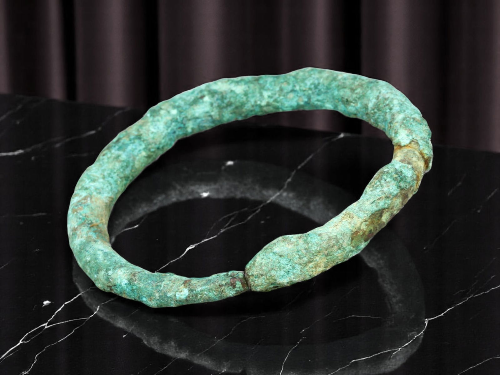 CELTIC Proto-Ring Currency Bracelet - Broad Weight Form, Heavy Verdigris Patina, 7 cm (1 of 1)