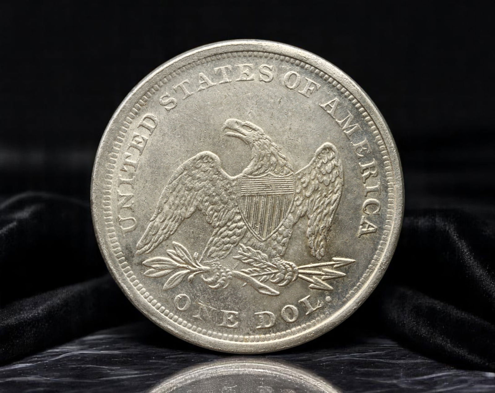 UNITED STATES: Liberty Seated - Heraldic Eagle One Dollar Coin (Modern Striking), 1847 Style, 37mm (1 of 2)