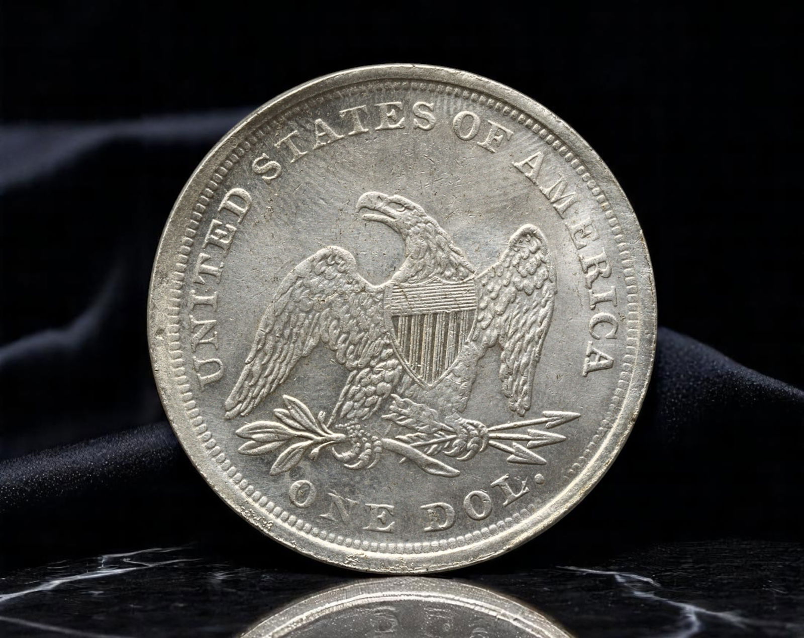 UNITED STATES: Liberty Seated - Heraldic Eagle One Dollar Coin (Modern Striking), 1847 Style, 37mm (1 of 2)