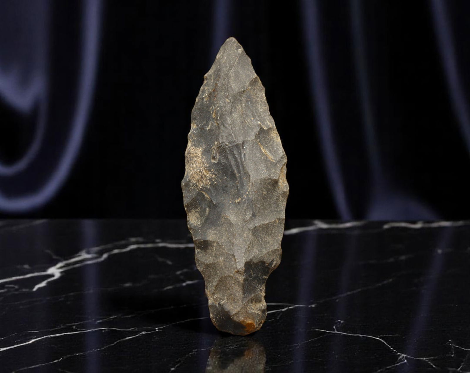 MESOAMERICA: Pre-Columbian Era - Flint Leaf Blade Ritual Tool, ca. 200-900 CE, 48x18mm (1 of 2)