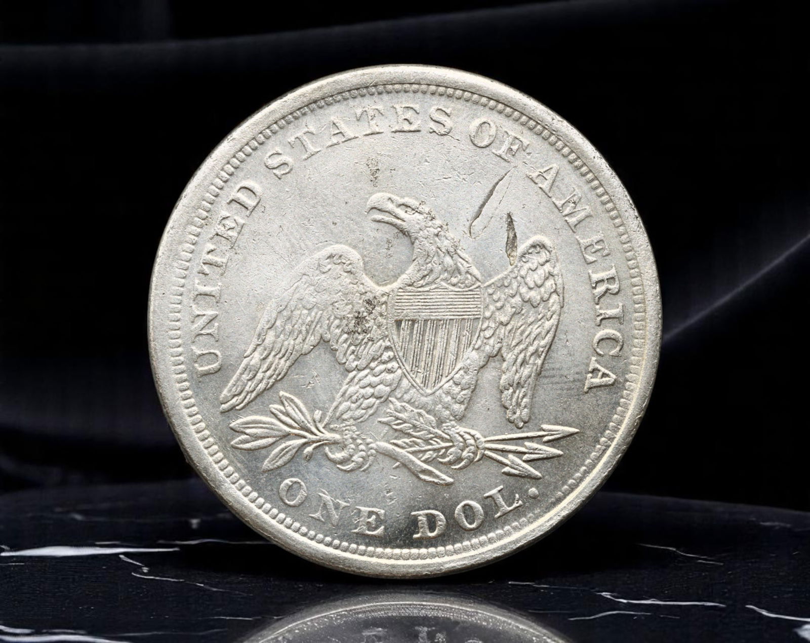 UNITED STATES: Liberty Seated - Heraldic Eagle One Dollar Coin (Modern Striking), 1847 Style, 37mm (1 of 2)