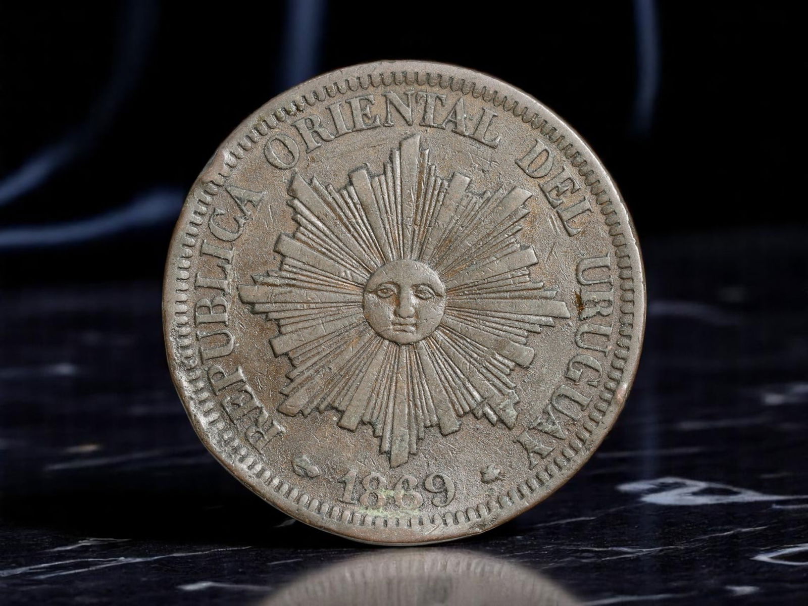 URUGUAY: Radiant Republic - Sun of May 4 Centesimos Coin, 1899, 35mm (1 of 2)