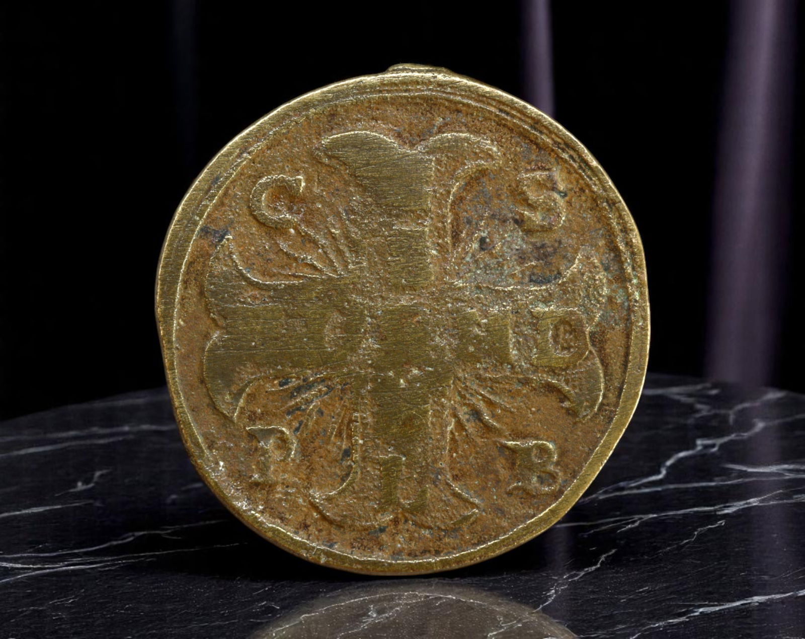 ITALY/VATICAN: Saint Benedict - Pax Cross Exorcism Token, c. 15th Century, 22mm (1 of 2)